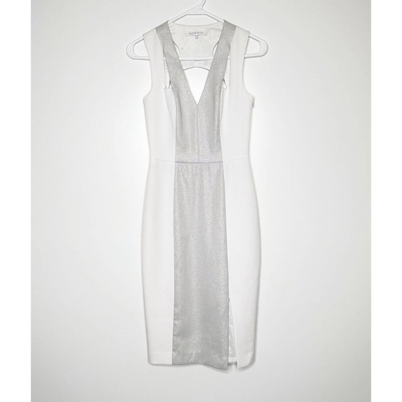 Black Halo Sheath Dress Women's Sleeveless White Silver Size 0 - Picture 1 of 8